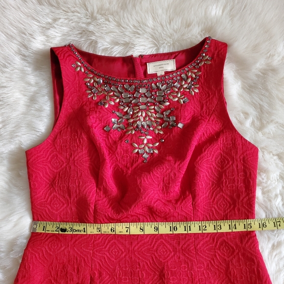 Anthropologie Moulinette Soeurs Toulouse Red Embellished Dress Size 8 - Picture 14 of 16